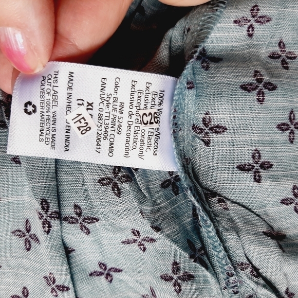 Time and Tru blue purple bohemian sz xl blouse - Picture 4 of 4